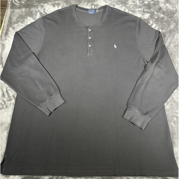 Polo Ralph Lauren Men's 4XB Featherweight Mesh Black Henley Pullover Long Sleeve - Picture 2 of 8